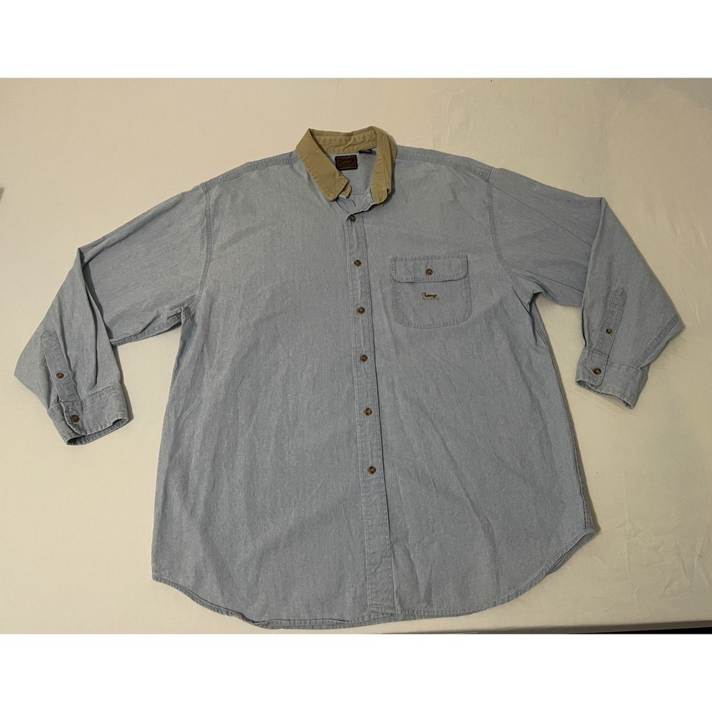 Vintage Duxbak Shooting/Hunting Long Sleeve Blue Button Up‎ Mens XL